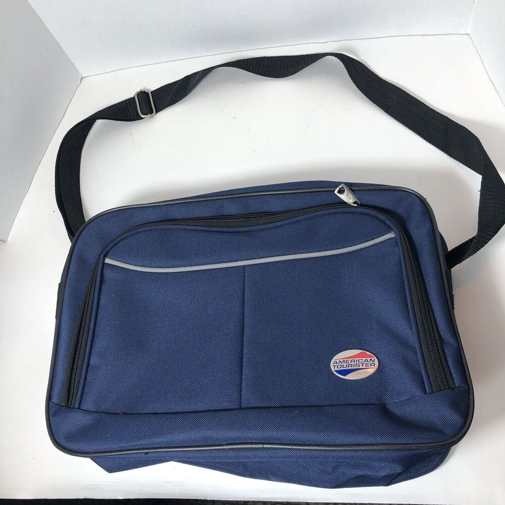 American Tourister Bag Tote‎ Small Carry On Laptop Shoulder Strap 16x10.5x5 Blue